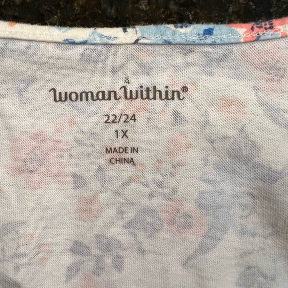 FREE w/Purchase Woman Within Floral Print T-Shirt (small flaw) - Picture 2 of 7